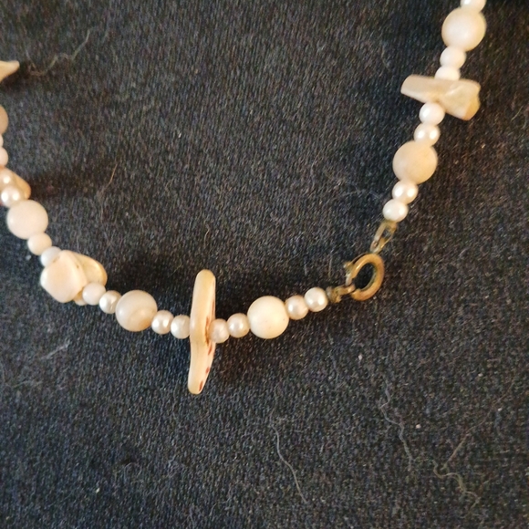 Vintage Mother of Pearl Nugget & Pearl Strand Necklace 24" ~ Beach Wedding - Picture 3 of 8